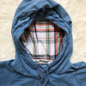 Tailor Vintage Distressed Hoodie in Blues with Plaid.